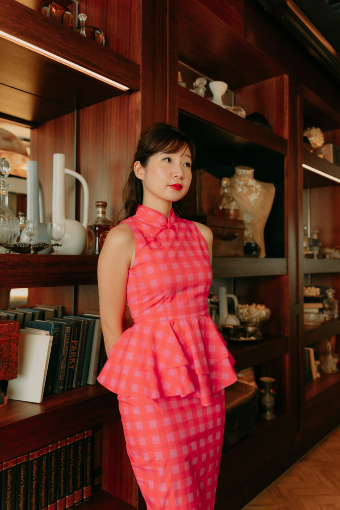 Valentine Gingham Yu Yan 2 Piece Cheongsam