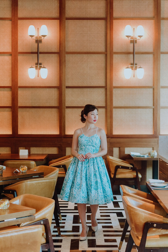Lanz Inspired Dress in Blue Batik