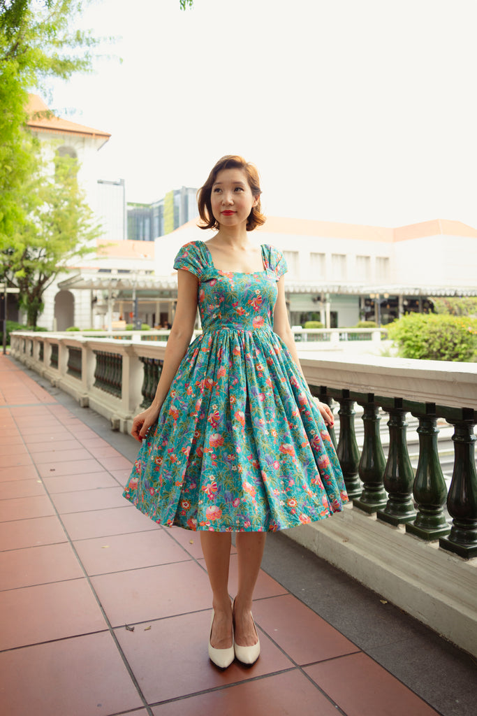Harmon Swing Dress in Teal Conservatory