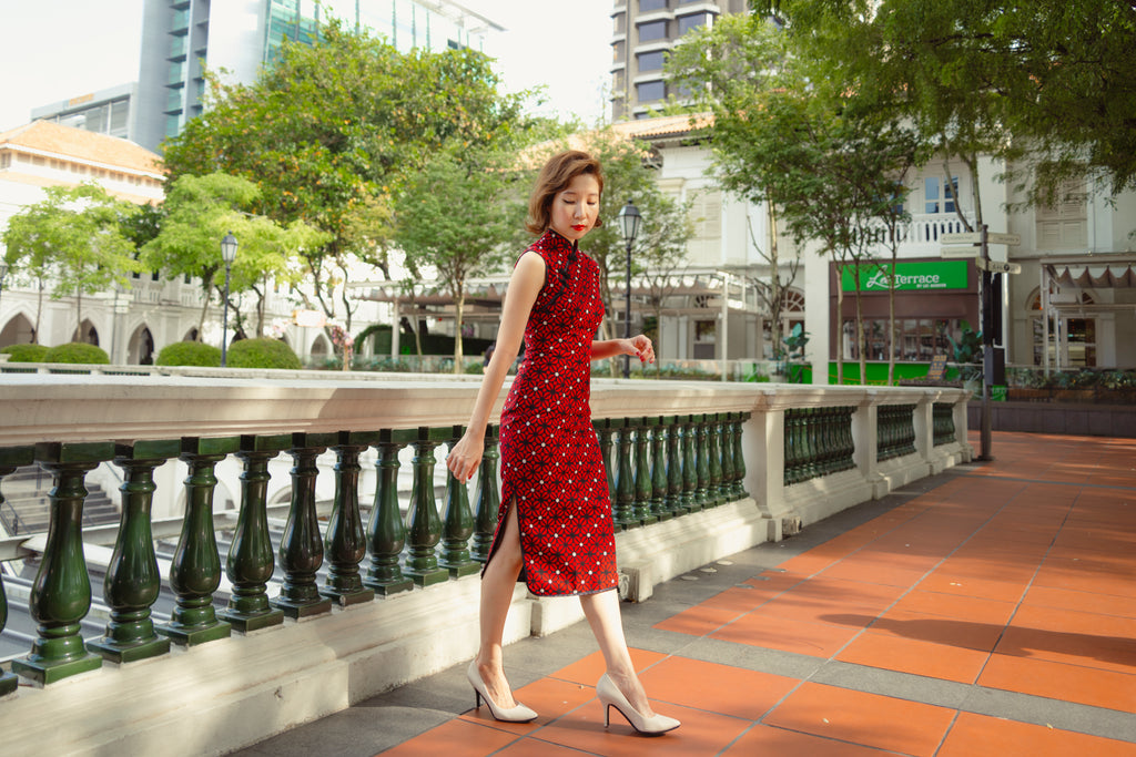 Choy Len in Red And White Batik