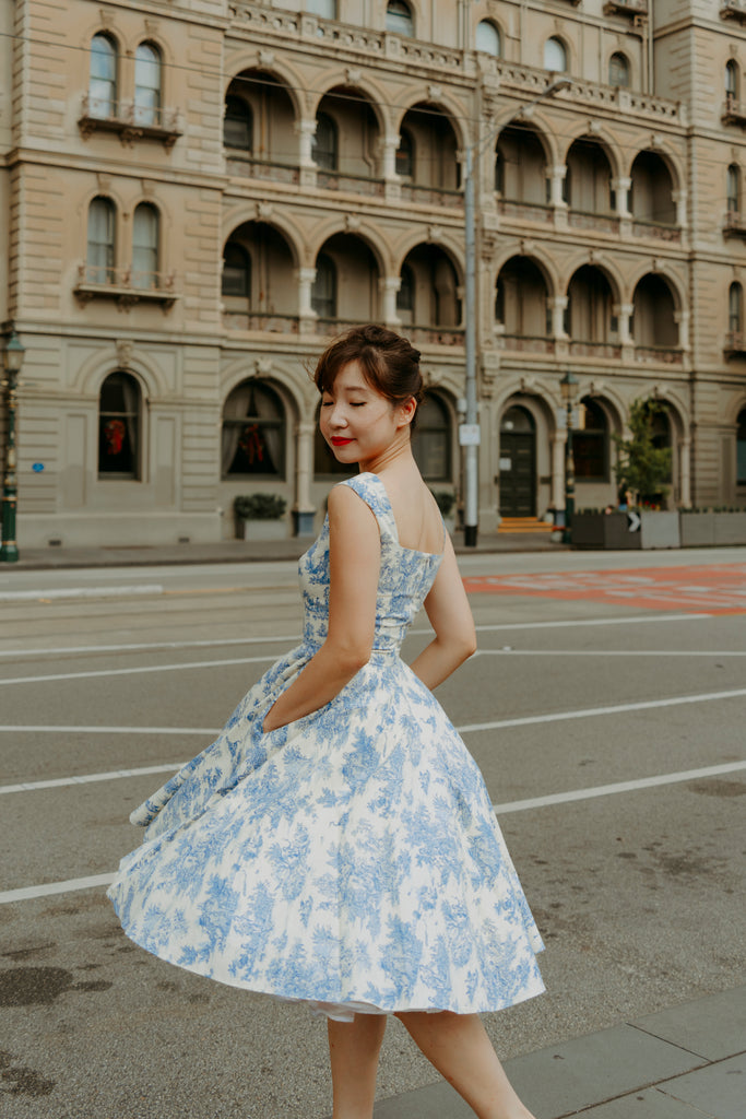 Florence Swing Dress in Toile du Jouy