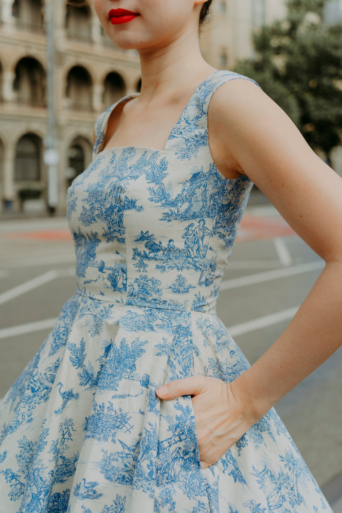 Florence Swing Dress in Toile du Jouy