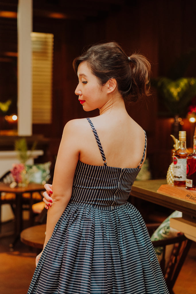 Summer Swing Dress in Navy Stripes