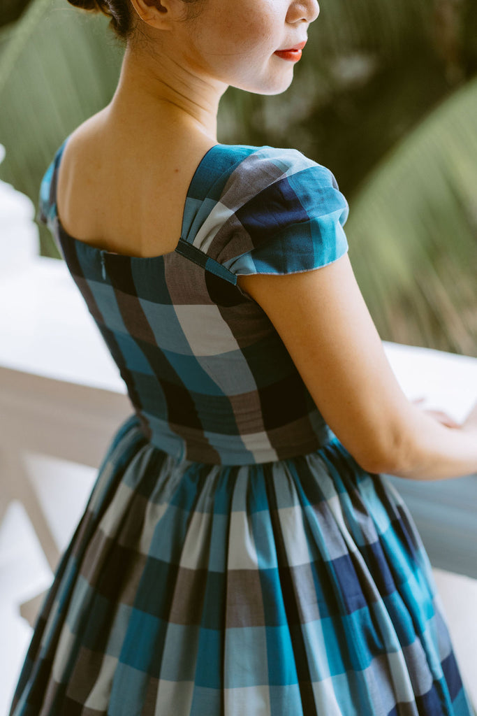 Harmon Swing Dress in Blue Gingham