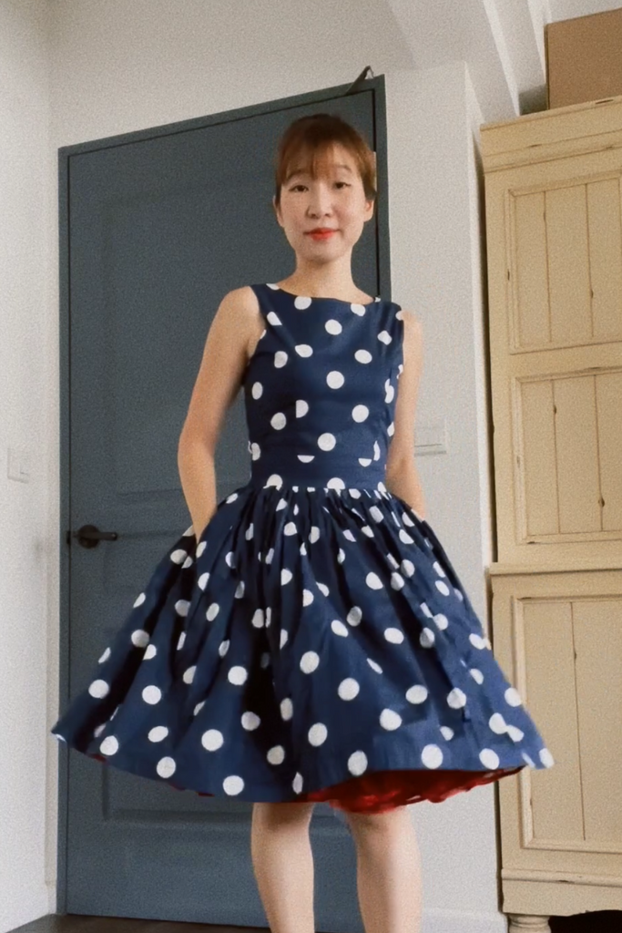 Navy Polka Tea Dress