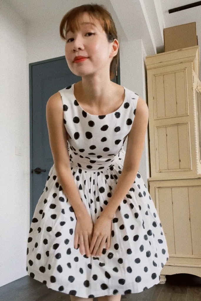 White And Black Polka Tea Dress