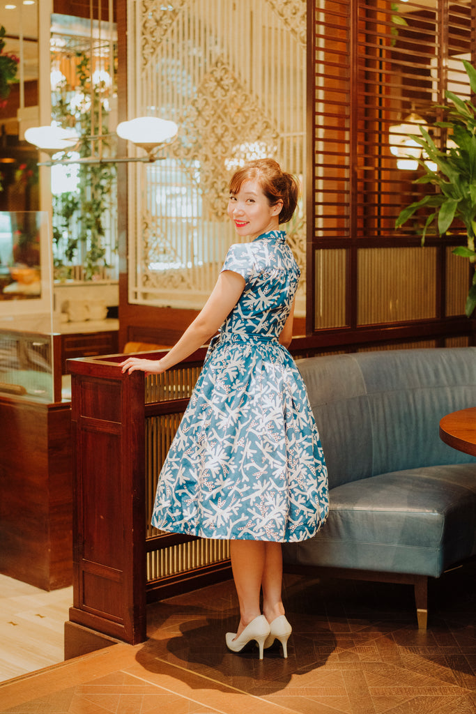Penny Swing Dress in Blue Coral