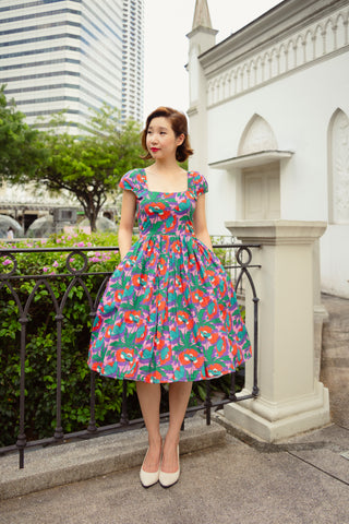 Harmon Swing Dress in Navy Conservatory