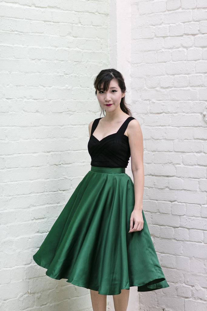 Audrey Swing Skirt In Emerald
