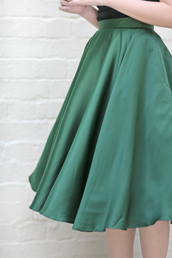 Audrey Swing Skirt In Emerald