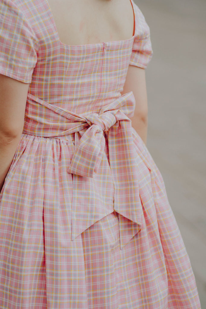 Peggy O Dress in Cotton Candy Gingham