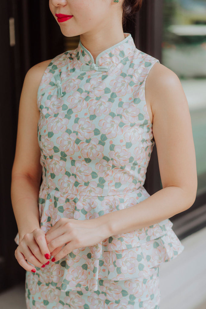 Aqua Magnollia Yu Yan 2 Piece Cheongsam