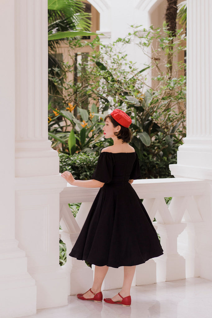 Bridgitte Puff Sleeve Dress in Black