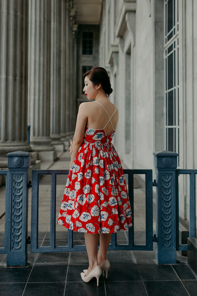 Lanz Inspired Dress in Retro Red