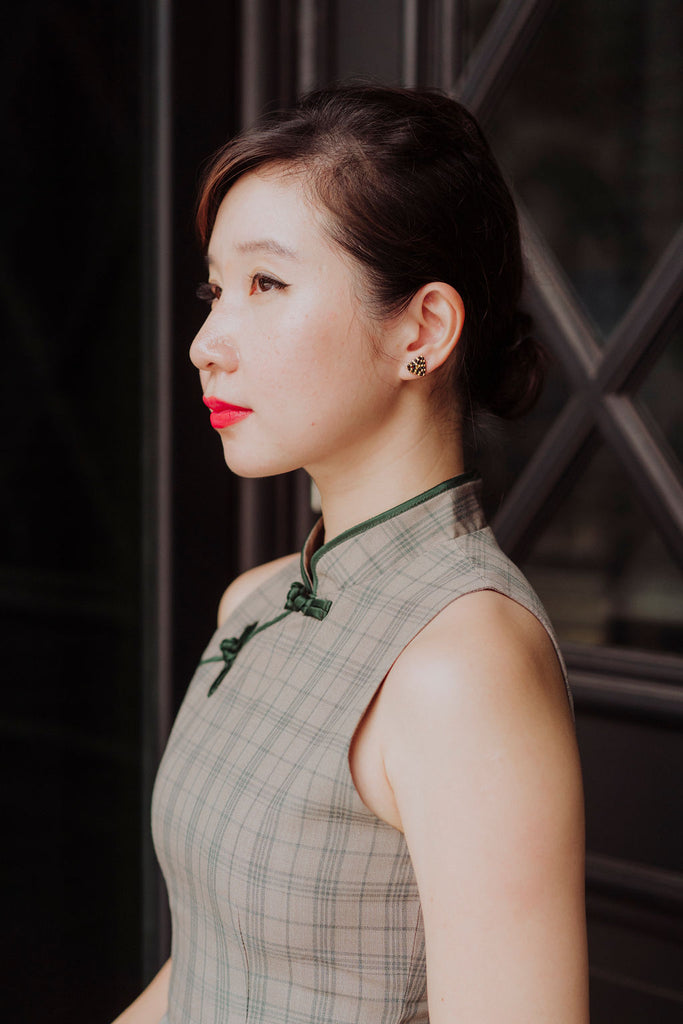 Vintage Plaid Yu Yan 2 Piece Cheongsam