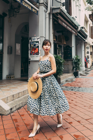 Florence Swing Dress in Gray Floral