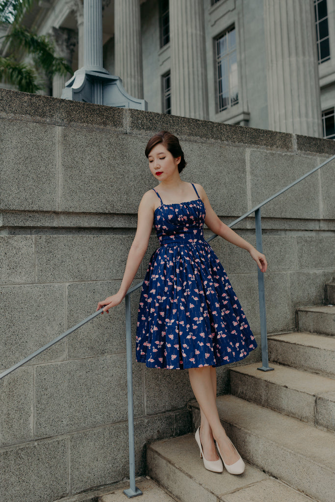 Summer Navy Flamingo Dress