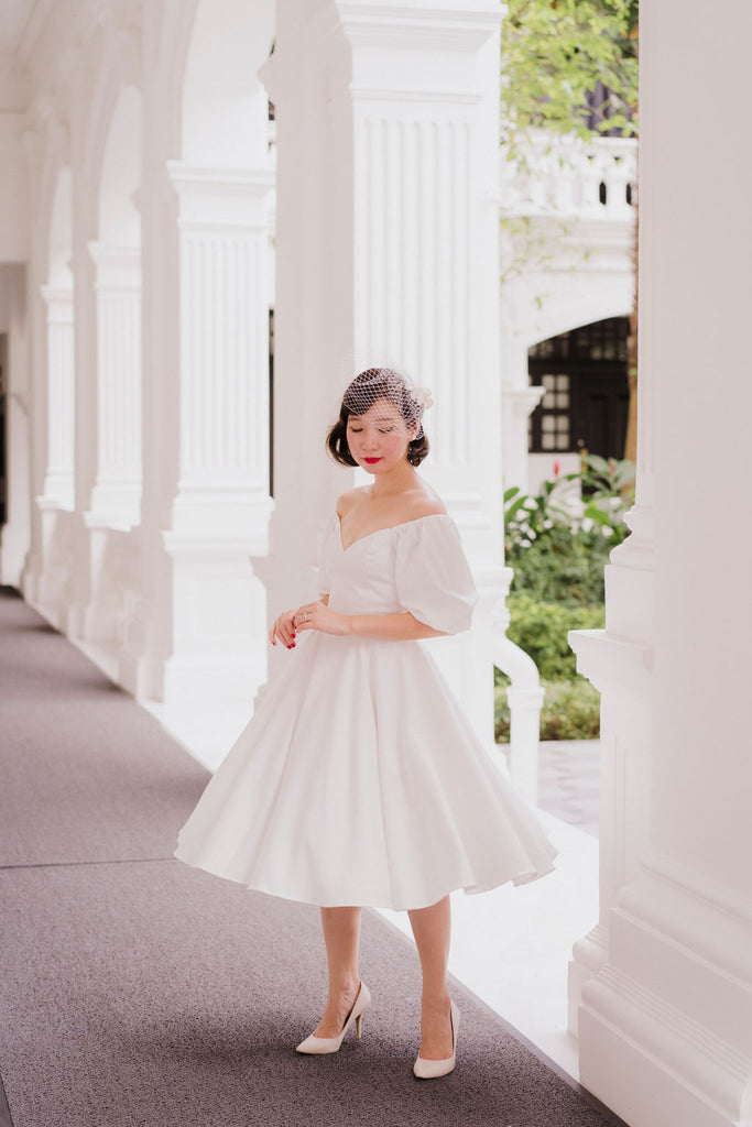 Bridgitte Puff Sleeve Dress in Cream