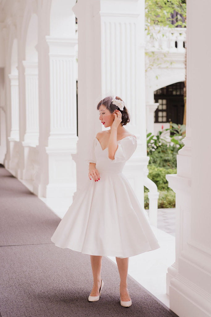 Bridgitte Puff Sleeve Dress in Cream
