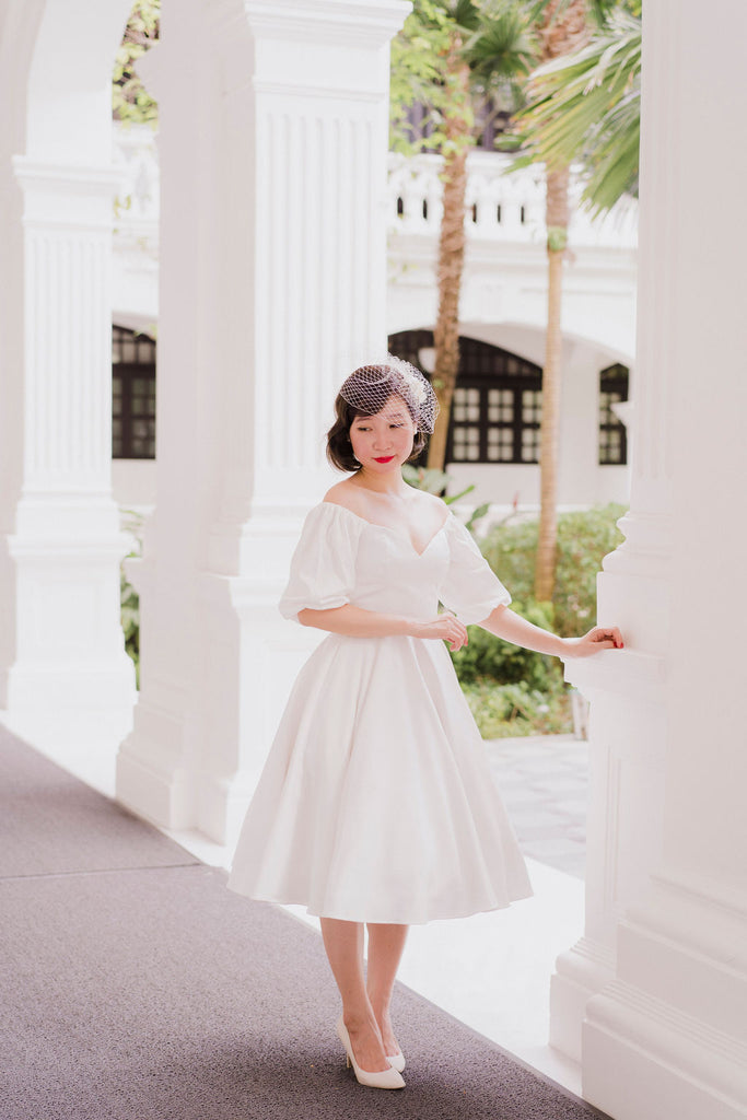 Bridgitte Puff Sleeve Dress in Cream