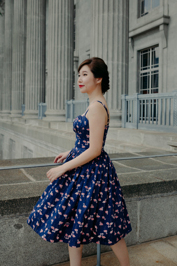 Summer Navy Flamingo Dress