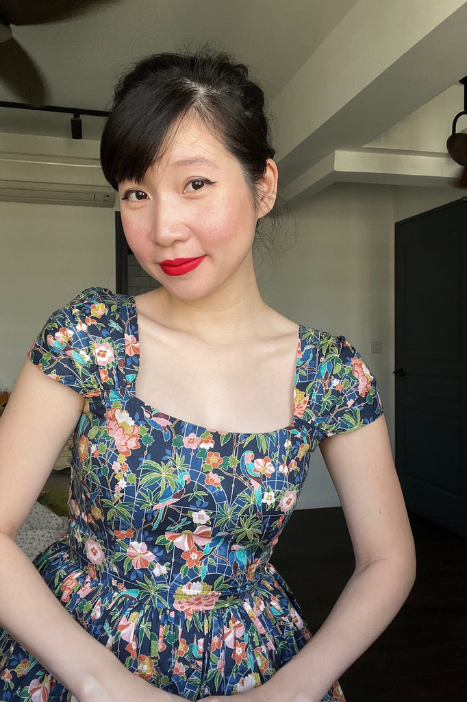 Harmon Swing Dress in Navy Conservatory