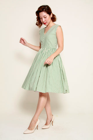 Florence Swing Dress in Olive Polka