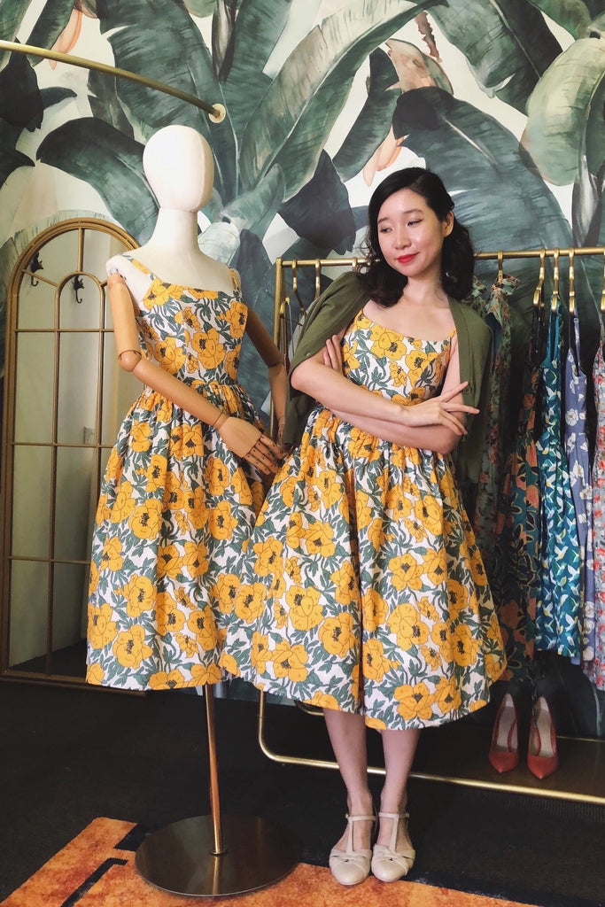 Hana Swing Dress in Yellow Poppy