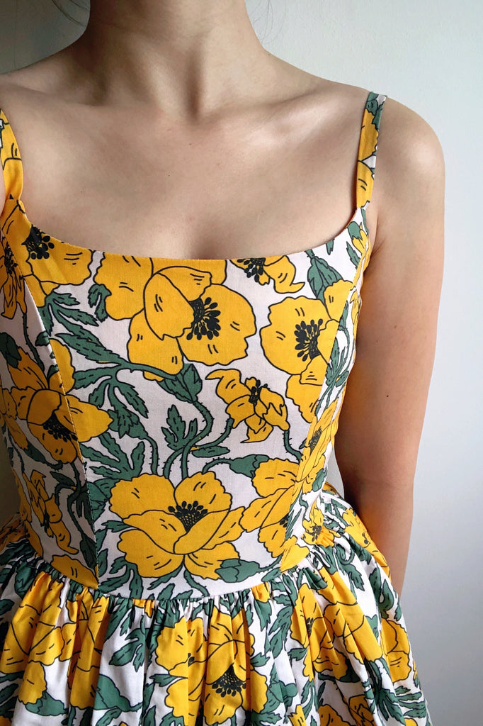 Hana Swing Dress in Yellow Poppy