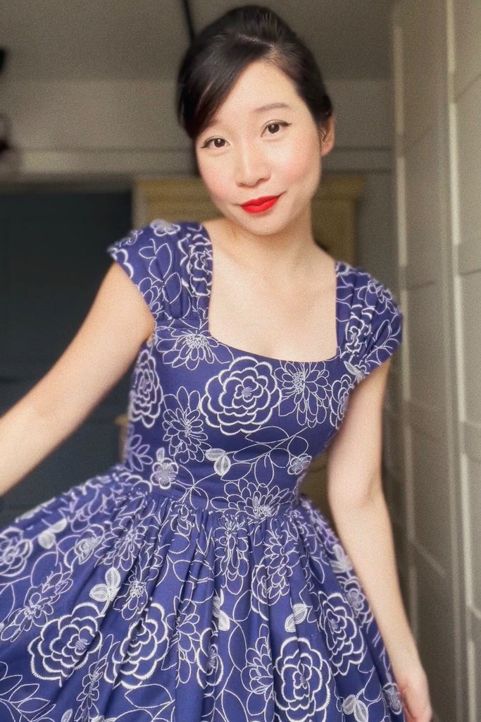 Harmon Swing Dress in Embroidery Print