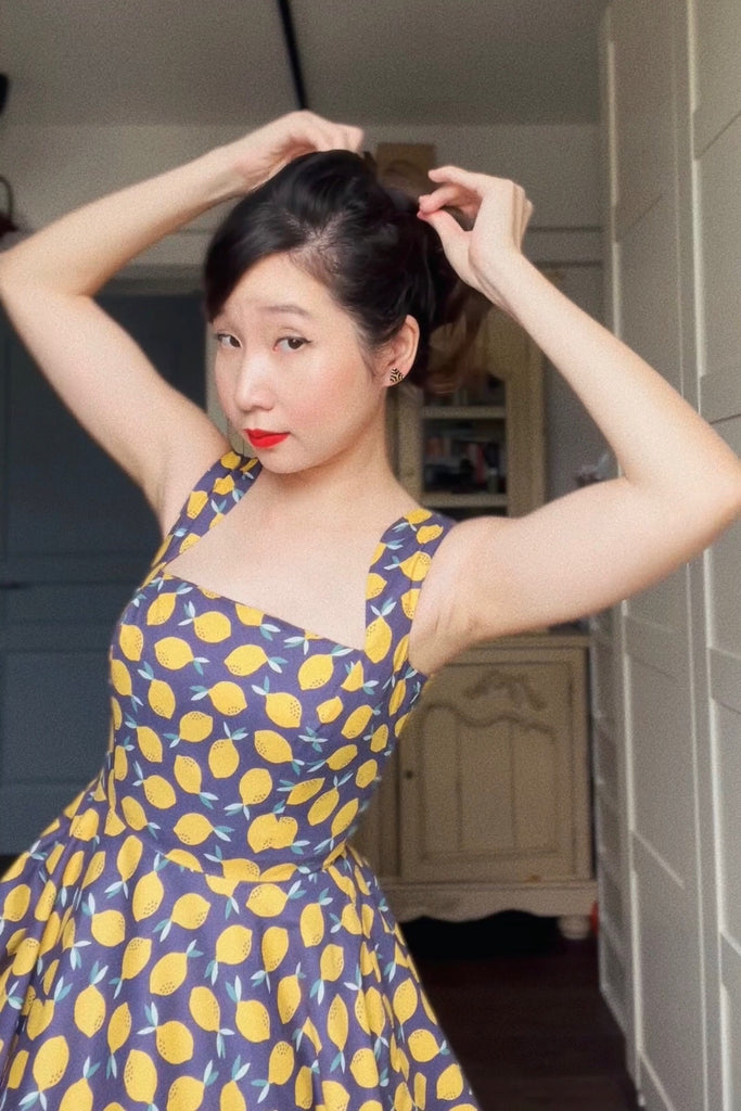 Florence Swing Dress in Navy Lemons