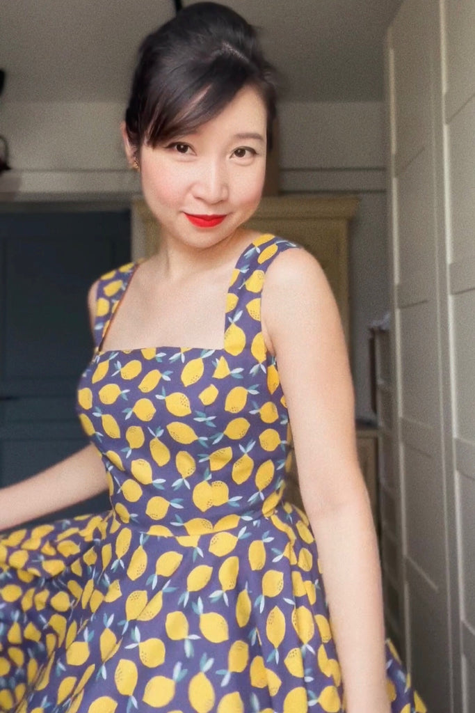 Florence Swing Dress in Navy Lemons
