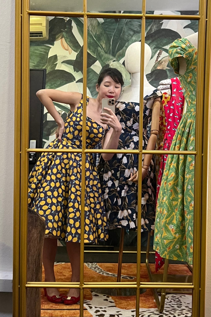 Florence Swing Dress in Navy Lemons