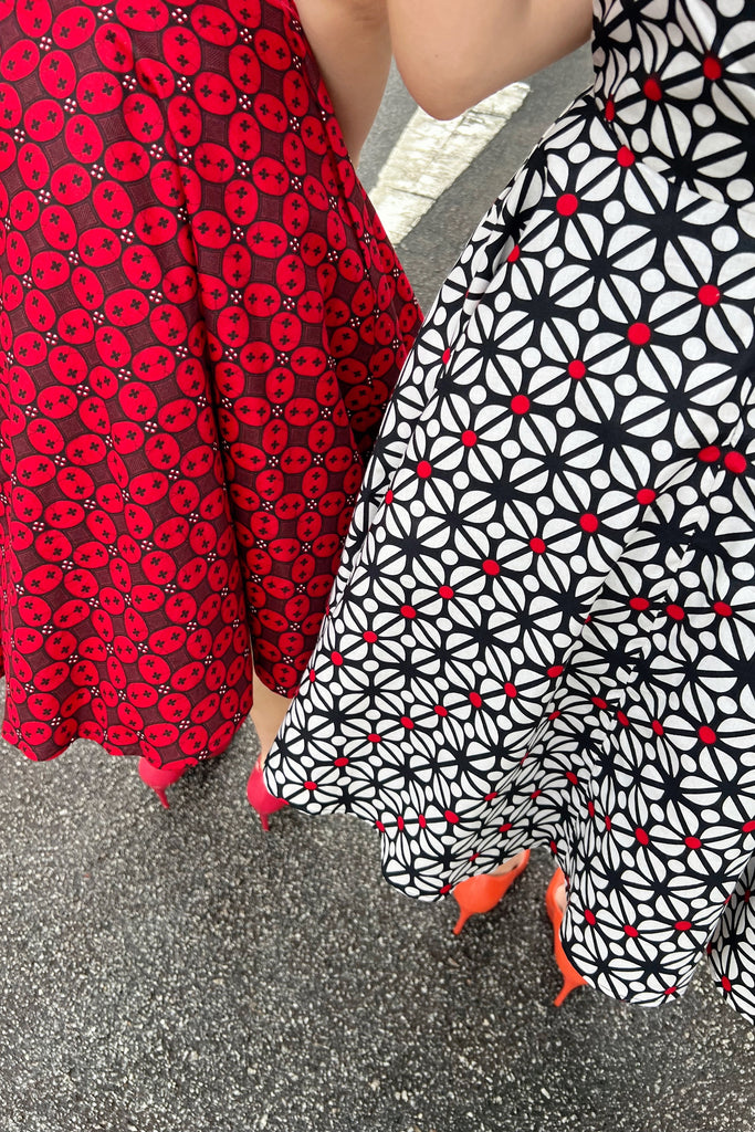 Ah Keow Swing Dress In Red Modern Batik