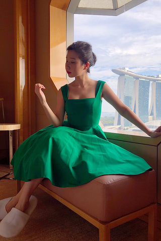 Peggy O Dress in Emerald