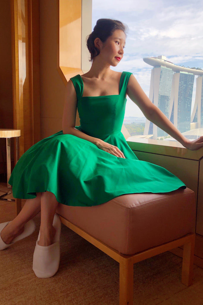Florence Swing Dress in Kelly Green
