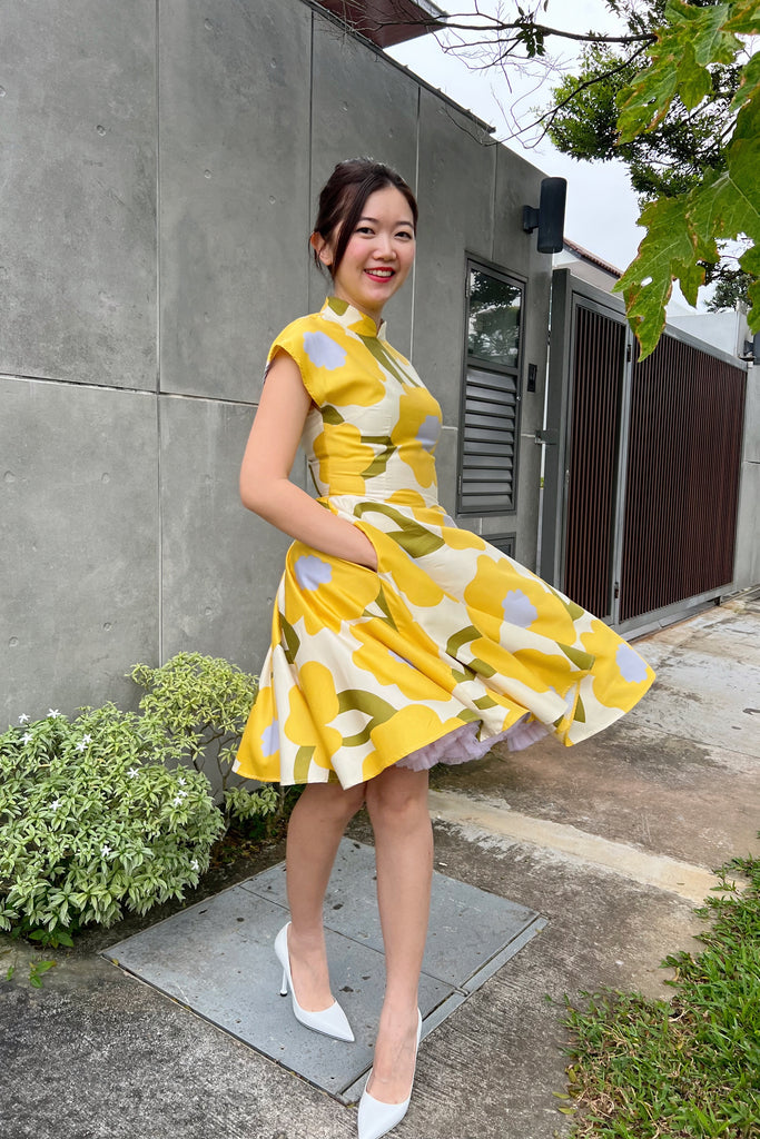 Kooi Lian Swing Dress in Yellow Floral