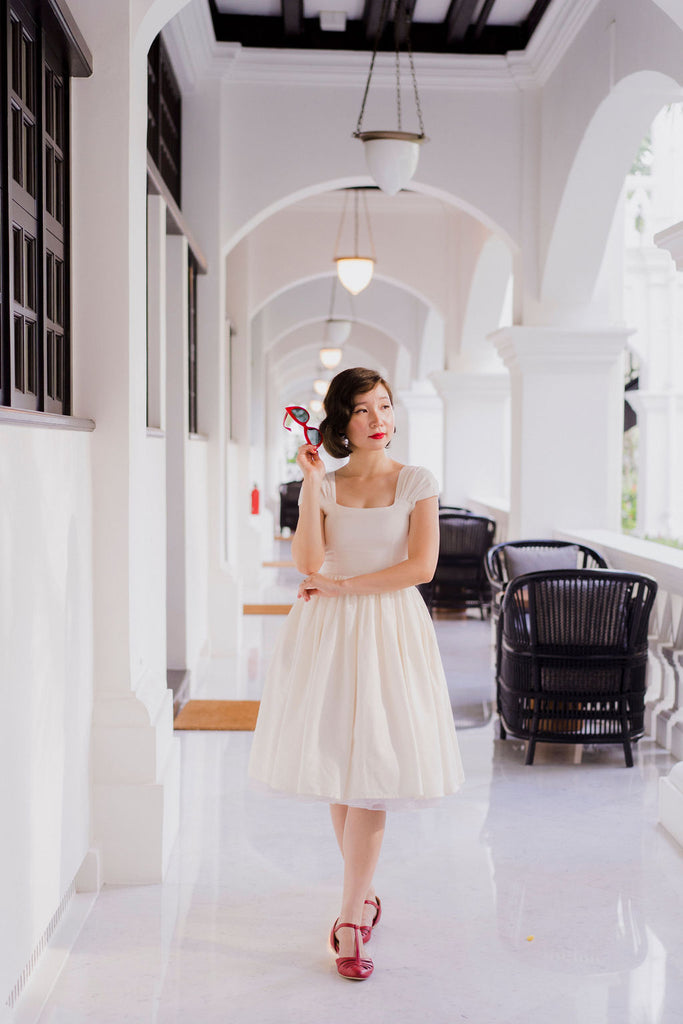 Harmon Swing Dress in Cream Linen