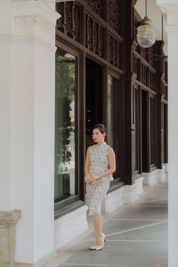 Aqua Magnollia Yu Yan 2 Piece Cheongsam