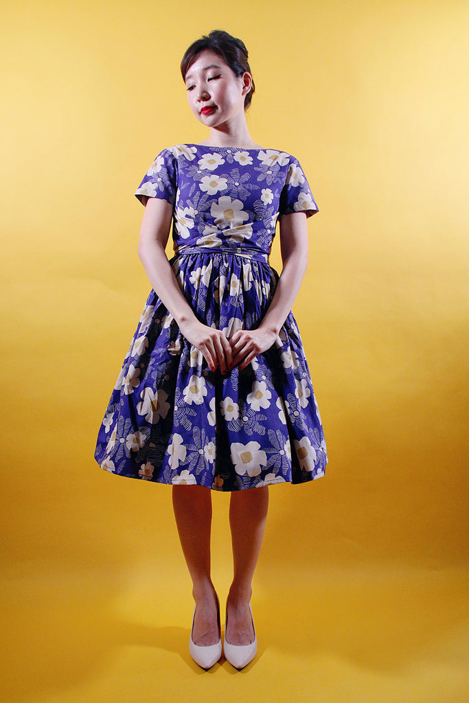Tweedle Swing Dress in Blue Floral