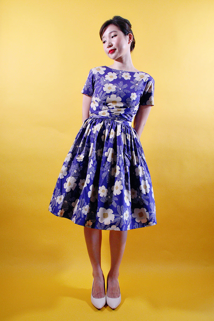 Tweedle Swing Dress in Blue Floral