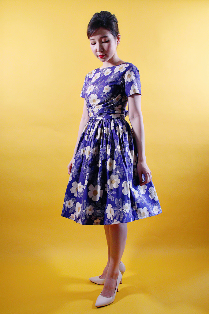 Tweedle Swing Dress in Blue Floral