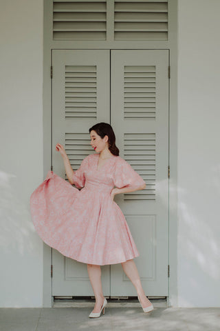 Hana Swing Dress in Hot Pink Polka