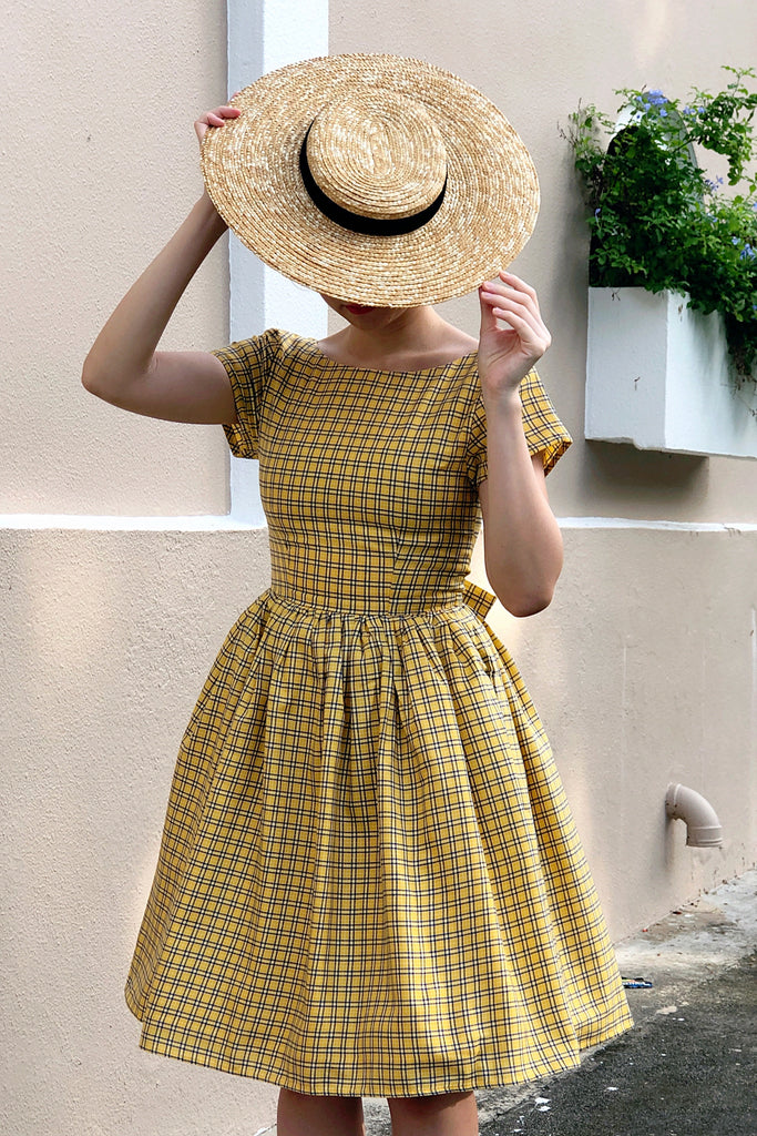 Lulu Belle Dress in Yellow Gingham
