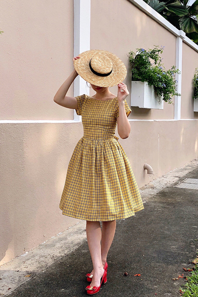 Lulu Belle Dress in Yellow Gingham