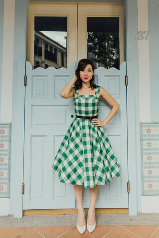Florence Swing Dress in Olive Polka