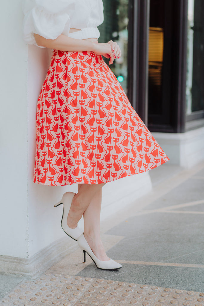 Audrey Swing Skirt In Cats