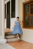 Louisa V Back Swing Dress in Blue Gingham Linen (Pre-Order)