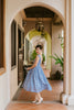 Louisa V Back Swing Dress in Blue Gingham Linen (Pre-Order)
