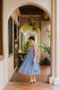 Louisa V Back Swing Dress in Blue Gingham Linen (Pre-Order)